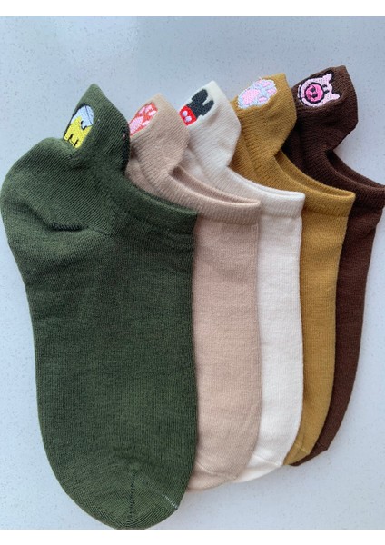 5'li Hayvan Nakışlı Desenli Kenarlı Bilek Çorabı fiyatları