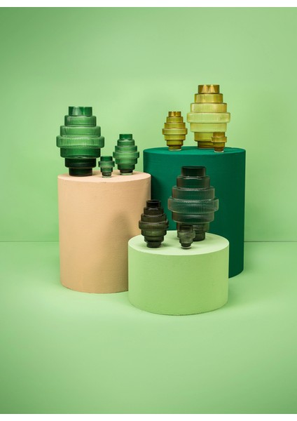 Vase Steps, 30 cm Renkli Cam, Oluklu ve Kademeli El Üfleme Tasarım Vazo fırsatları
