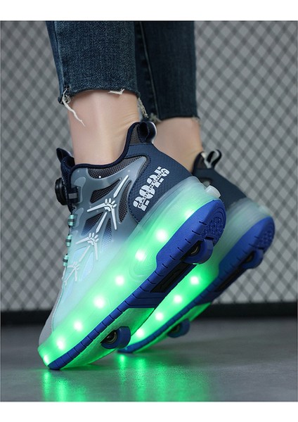 Çocuk Spor Ayakkabı LED Işık Çift Tekerlekler Gizli Kasnak Ayakkabı Çocuk Spor Ayakkabı (Yurt Dışından) modelleri