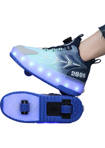 Çocuk Spor Ayakkabı LED Işık Çift Tekerlekler Gizli Kasnak Ayakkabı Çocuk Spor Ayakkabı (Yurt Dışından)