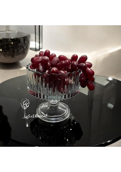 16 cm Cam Kesme Ayaklı Sunum Kasesi / Dik Kesme fiyatları