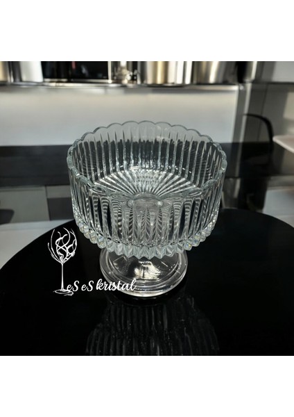 16 cm Cam Kesme Ayaklı Sunum Kasesi / Dik Kesme modelleri