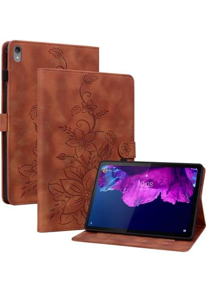 Lenovo Tab P11 Için Tablet Kılıfı Dayanıklı Esnek Tpu Kapak Ayarlanabilir Stand Kart Yuvaları ve Kaymaz Yivler (Yurt Dışından)