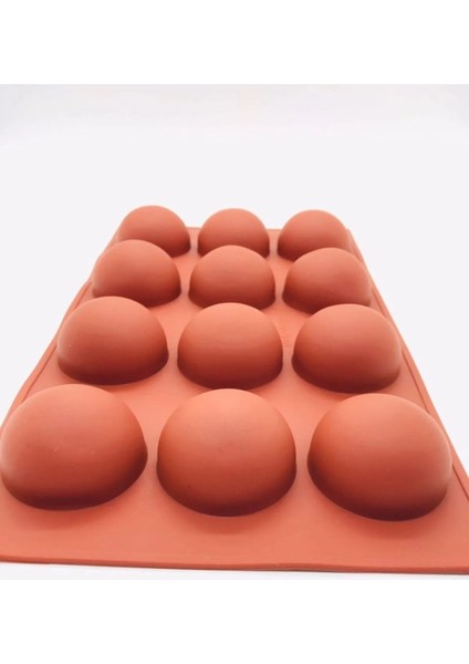Yarım Küre 12'li Silikon Kek Pasta Buz Kalıbı Ürün 4,5cm