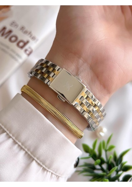 Çelik Kordon 3 Atm Suya Dayanıklı Özel Tasarım Kadın Kol Saat+Bileklik VS.BLKT.0233 modelleri