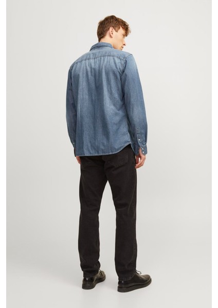 JJESHERIDAN SHIRT L/S NOO Mavi Erkek Gömlek fırsatları