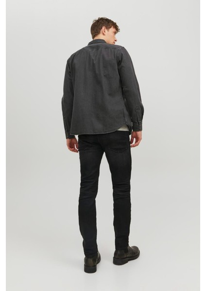 JJESHERIDAN SHIRT L/S NOO Siyah Erkek Gömlek fırsatları