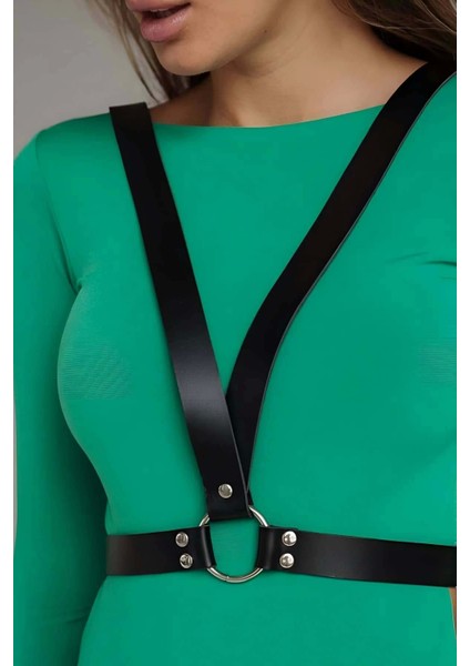 Taraflı Kullanılabilen Şık Deri Harness Kemer