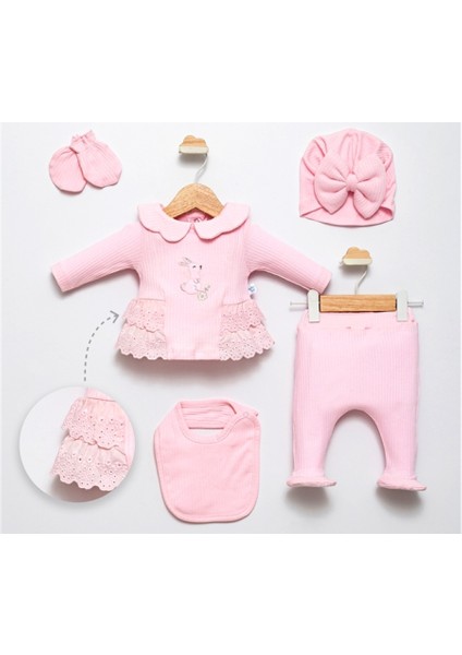 Kız Bebek &yenidoğan Rabbit Sade ve Şık 5'li Hastane Çıkışı Zıbın Seti fırsatları