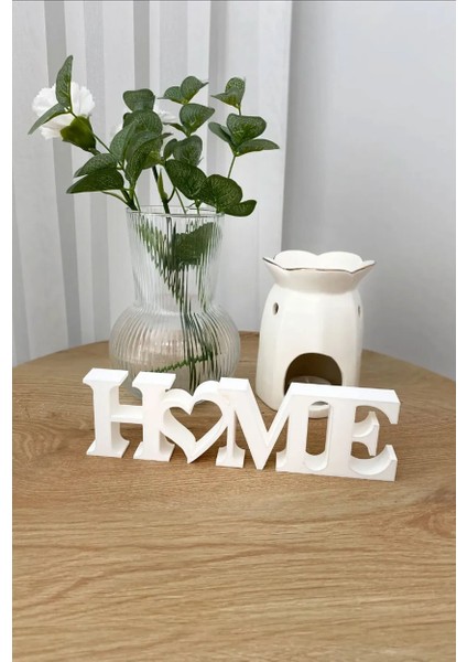 Home Yazılı Dekoratif Biblo Masaüstü Dekor - Beyaz 20 cm