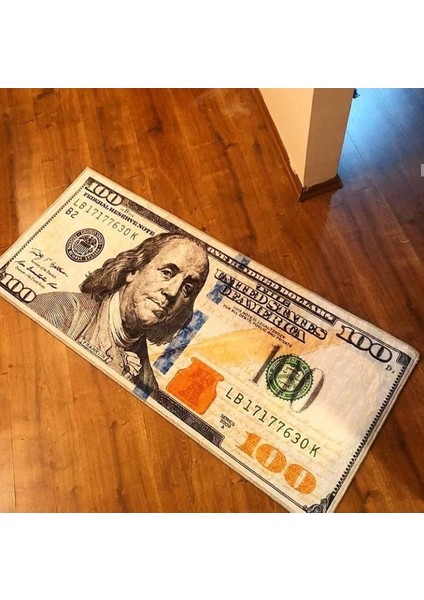 Gerçek 100 Dolar Şeklinde Makinede Yıkanabilir Süngerli Yüzey Kaymaz Dot Taban Halı