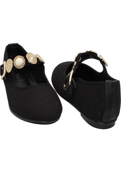Siyah Kumaş Tokalı Bantlı Günlük Babet Ayakkabı modelleri