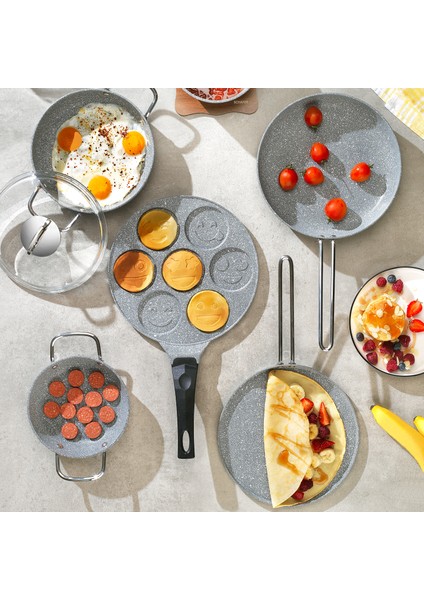 Breakfast Pişirme Seti 7 Parça-Gri