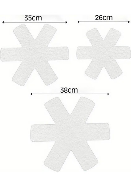 12'li Tencere Tava ve Tabak Arası Keçe Yıldız Beyaz 26 x 26CM