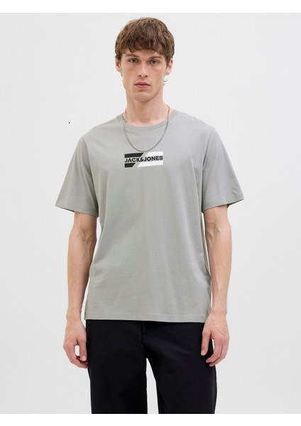 Jack Jones Yazı Baskılı Erkek Bisiklet Yaka Tişört 12268415