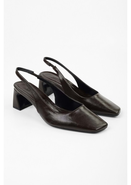 Kadın Vinte Acı Kahve Cilt Küt Burunlu Stiletto modelleri