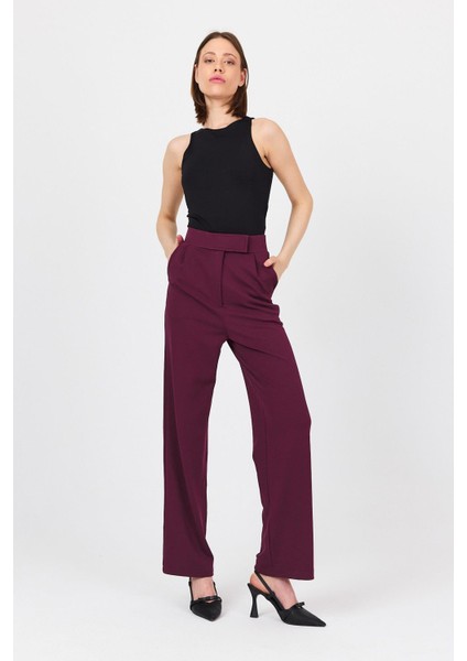 Bordo Beli Cırtlı Rahat Palazzo Pantolon 4055A fiyatları