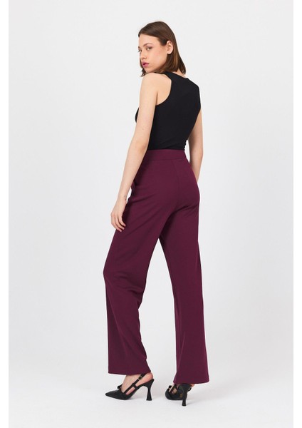 Bordo Beli Cırtlı Rahat Palazzo Pantolon 4055A indirimleri