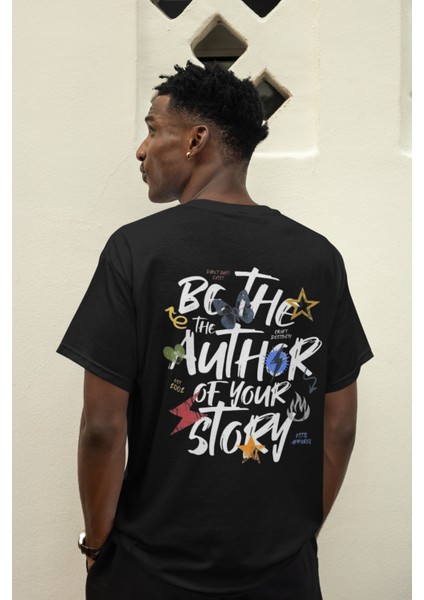 Be The Author Of Your Story Baskılı Bisiklet Yaka Pamuklu Oversıze Kalıp Kısa Kollu Erkek T-Shirt