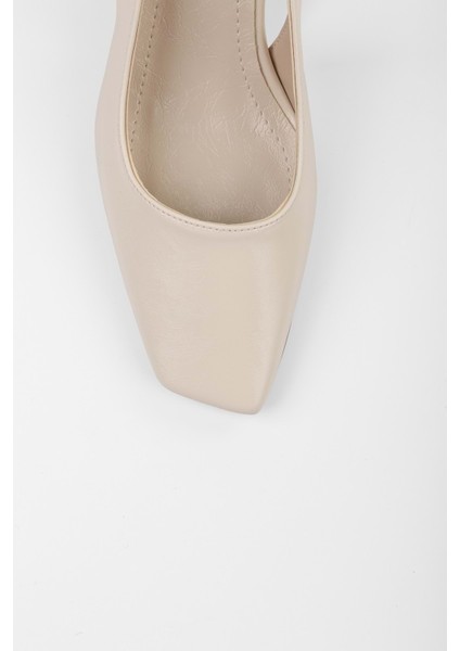 Kadın Vinte Ekru Cilt Küt Burunlu Stiletto fırsatları