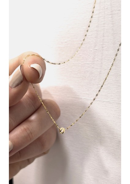 14 Ayar Altın Dorika Toplu Aynalı Zincir Kolye modelleri