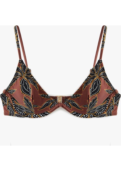 Çiçek Desenli Balenli Bikini Üst