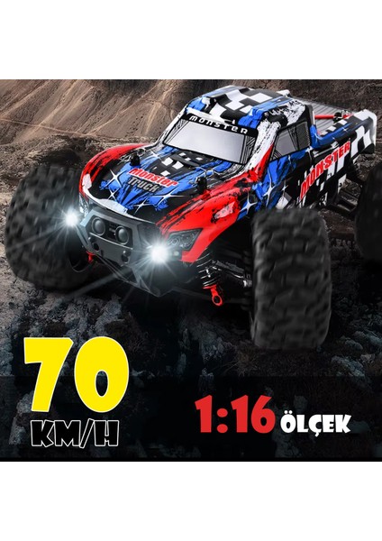 1:16 70 Km Hız Yapan Fırçasız Motor Rc Araba 2.4ghz Uzaktan Kumandalı Rc Araç Metal Alaşım
