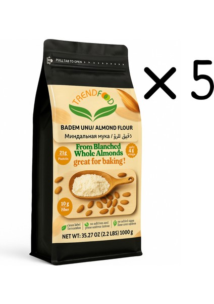 %100 Doğal Çiğ Badem Unu 5 kg | Glutensiz, Katkısız, Yüksek Protein & Lif | Diyet, Ketojenik ve Çocuk Dostu Tarifler Için Ideal