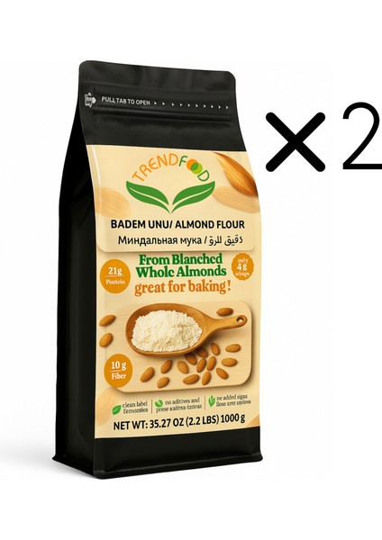 %100 Doğal Çiğ Badem Unu 2 kg | Glutensiz, Katkısız, Yüksek Protein & Lif | Diyet, Ketojenik ve Çocuk Dostu Tarifler Için Ideal