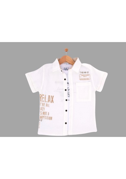 Relax Baskılı T-Shırtlü Müslin Erkek Gömlek