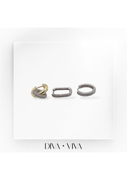 Divaviva - Üçlü Taşlı Silver Rings Kadın - Silvagems Küpe Seti fiyatları