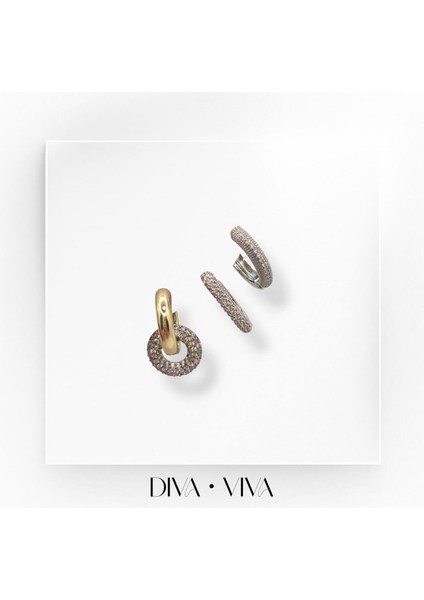 Divaviva - Üçlü Taşlı Silver Rings Kadın - Silvagems Küpe Seti modelleri