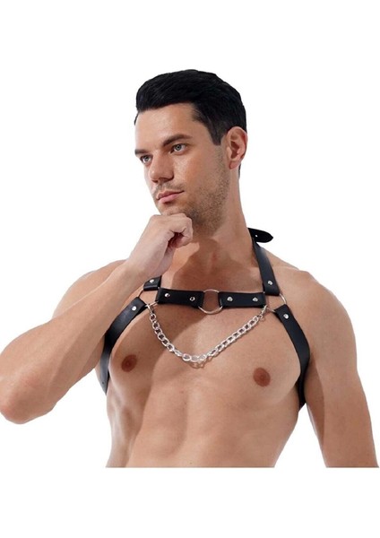 Zincirli Erkek Göğüs Deri Harness M fiyatları