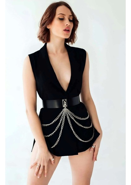 Zincirli Deri Bel Kemer Harness