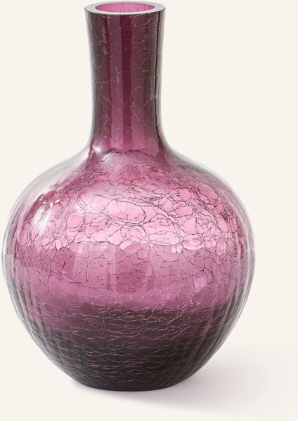 Ball Body S Vazo 32 Cm, El Üfleme Cam, Crackle Efekt, Dekoratif Tasarım