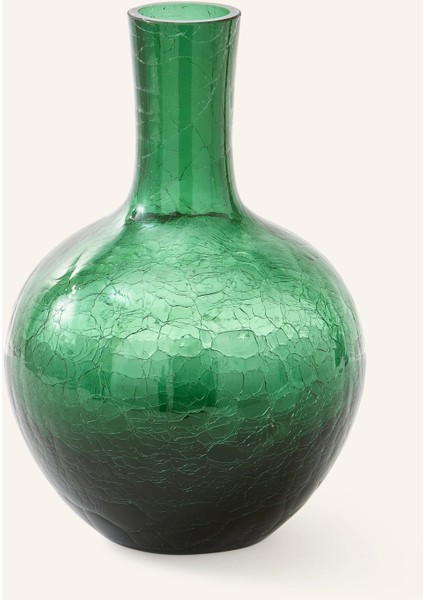 Ball Body S Vazo 32 Cm, El Üfleme Cam, Crackle Efekt, Dekoratif Tasarım