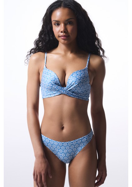 Mavi Baklava Desenli Bikini Altı