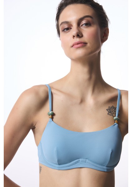 Mavi Maya Boncuklu Bikini Üstü
