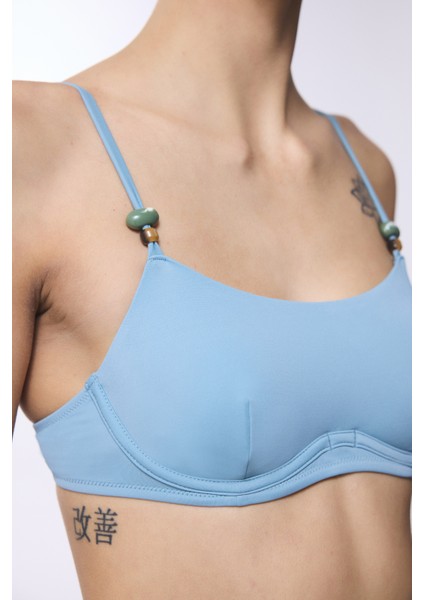 Mavi Maya Boncuklu Bikini Üstü