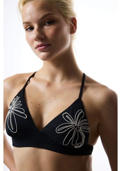 Siyah Nakışlı Bralet Bikini Üstü