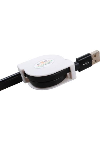 Powermaster 3 In 1 Siyah Şarj Data Kablosu Makaralı Type-C Micro Lightning Iphone Şarj Kablo