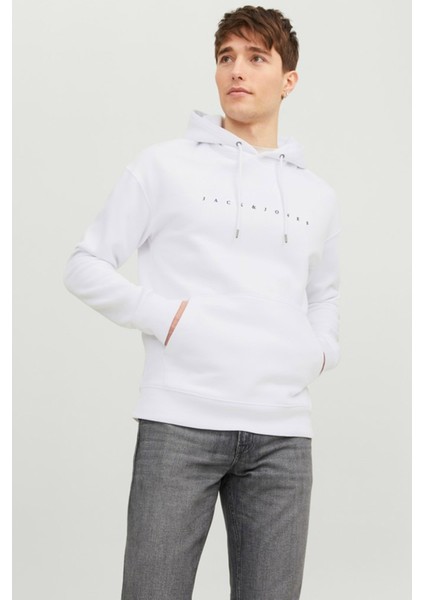 JJESTAR JJ SWEAT HOOD NOO Beyaz Erkek Sweatshirt