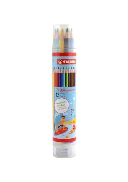 Aquacolor - Kuru Boya Kalemi - 12'li Tüp - Çeşitli Renkler