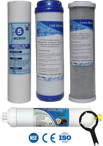 Açık Kasa Su Arıtma Cihazı Uyumlu Çift Karbonlu 4 Aşamalı Filtre Seti