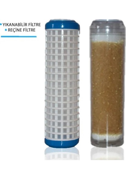 Daire Bina Sayaç Girişi 10" Inch 2 Aşama ( Yıkanabilir , Reçine ) Yedek Filtre Seti