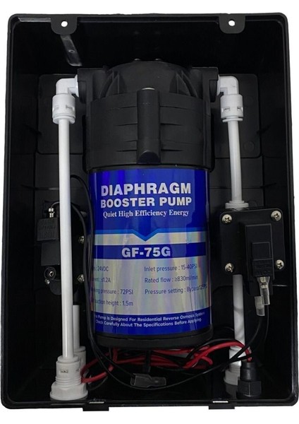 Su Arıtma Cihazlarına Uyumlu Kutu Pompa Seti – 75 Gpd, 24V, Kolay Kurulum fiyatları