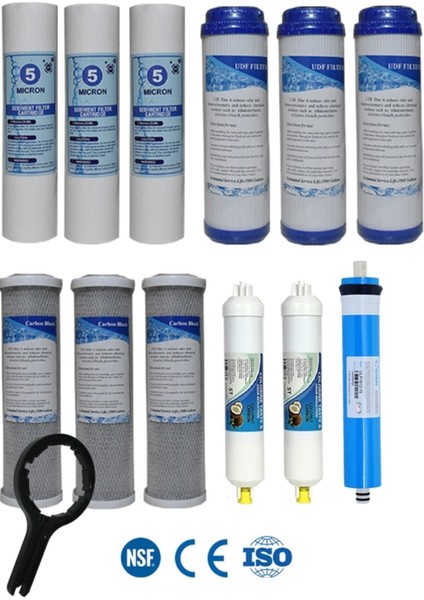 Açık Kasa Su Arıtma Cihazı Uyumlu Çift Karbonlu 5 Aşama Vontron Membranlı Filtre Seti