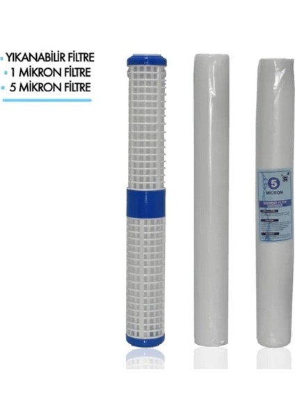Daire Bina Girişi 20'' Inch 3 Aşama Yedek Filtre Seti Yık-1m-5m