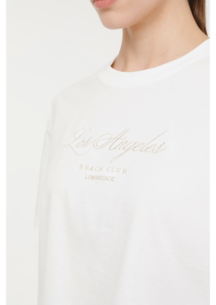 WL GAME 11SS134 4FX Ekru Kadın Kısa Kol T-Shirt