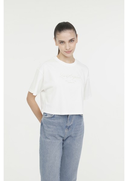 WL GAME 11SS134 4FX Ekru Kadın Kısa Kol T-Shirt